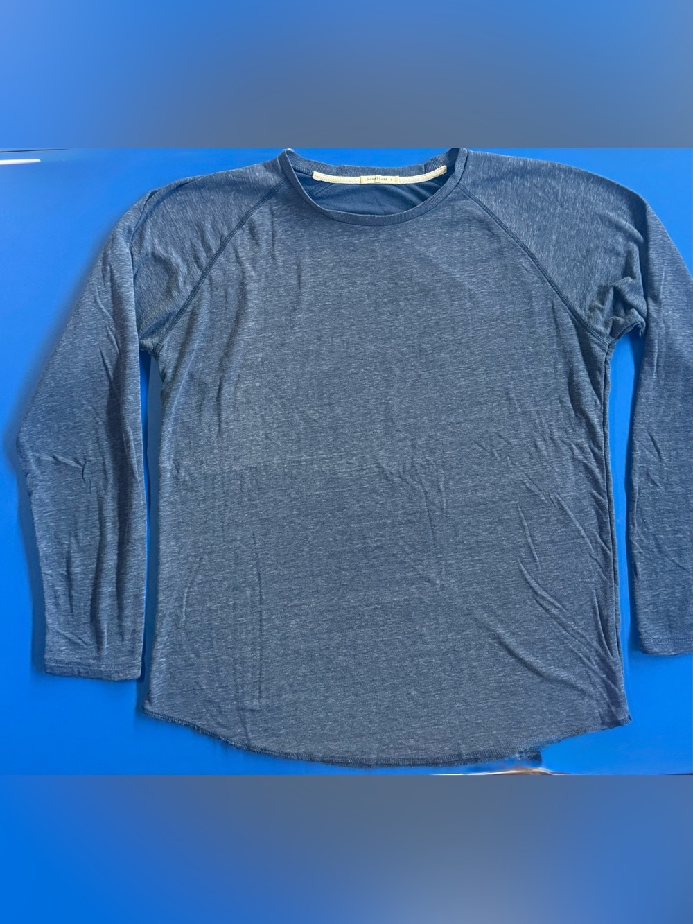 Marine Layer Men’s L Heather Blue Raglan Long Sleeve Tee Made in California